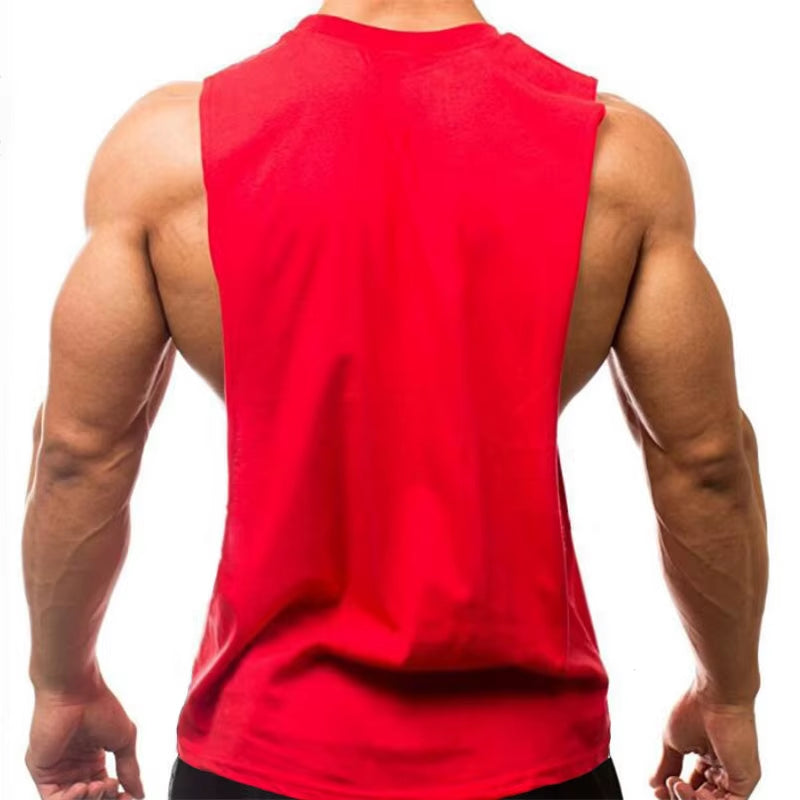 Men's Cotton Breathable Gym Training Vests with Side Slits - Sleeveless Muscle Workout Tank Tops