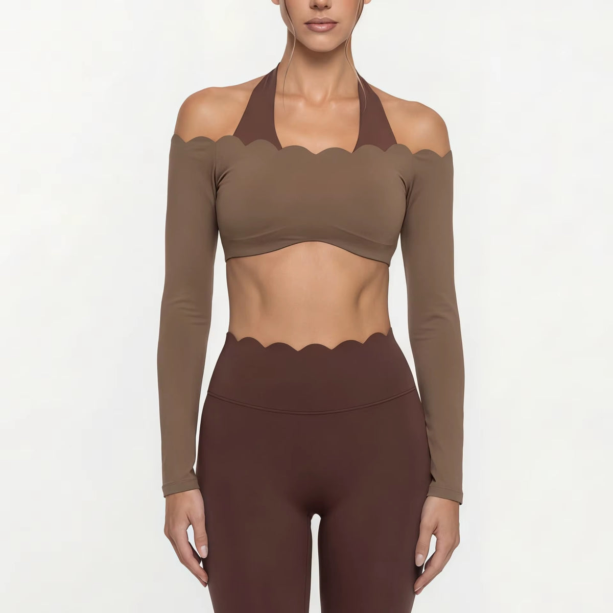 Lace Trimmed Short Sleeve Yoga Top and Leggings Set for Women - Breathable Pilates Fitness Activewear