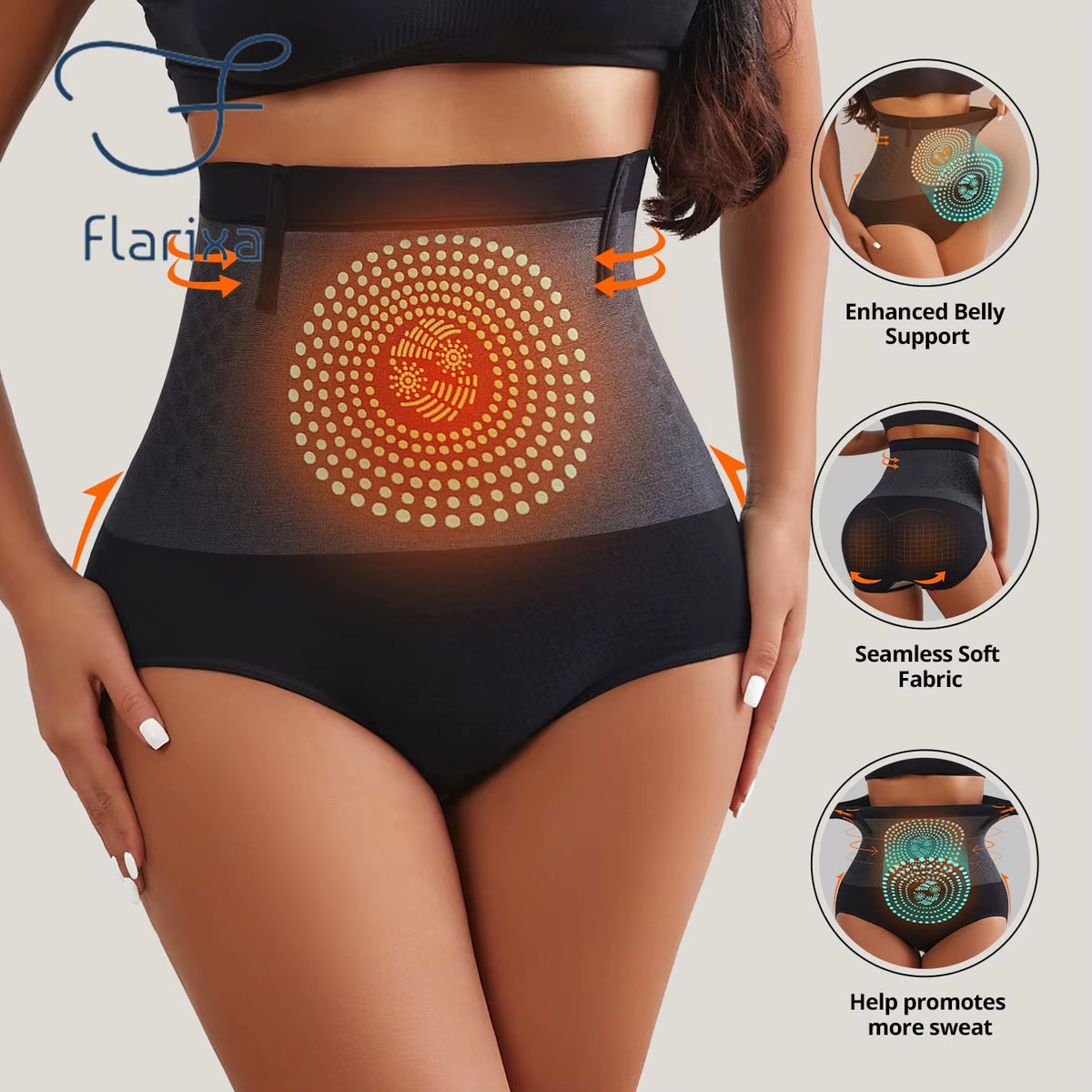 1/2/3Pcs Seamless Women'S High Waist Abdomen Control Panties Magnetic Therapy Warm Uterus Underwear Body Shaping Briefs