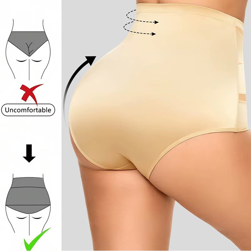 Women'S Panties High Waisted Breathable Mesh Cross Tummy Cinching Ice Silk No Trace Triangle Panties Tummy Tuck Shape Underwear