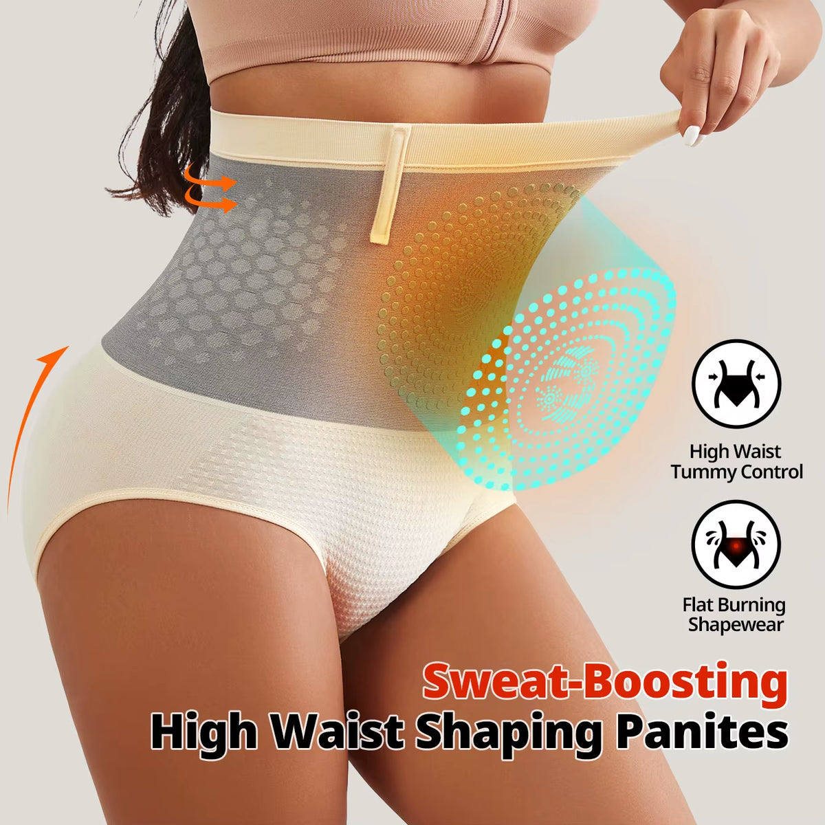 1/2/3Pcs Seamless Women'S High Waist Abdomen Control Panties Magnetic Therapy Warm Uterus Underwear Body Shaping Briefs
