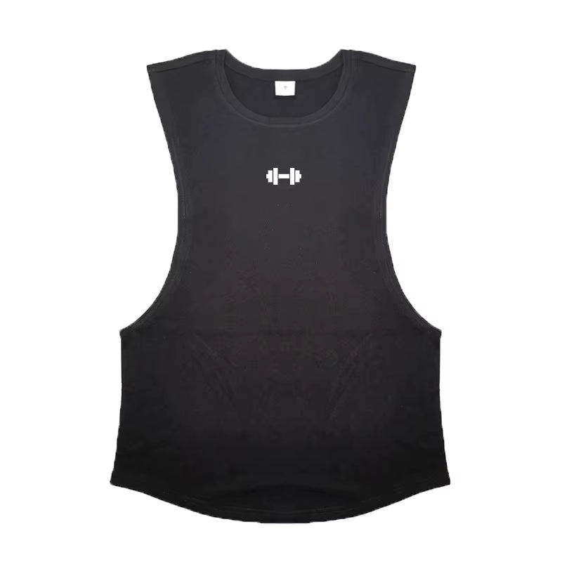 Men's Cotton Breathable Gym Training Vests with Side Slits - Sleeveless Muscle Workout Tank Tops