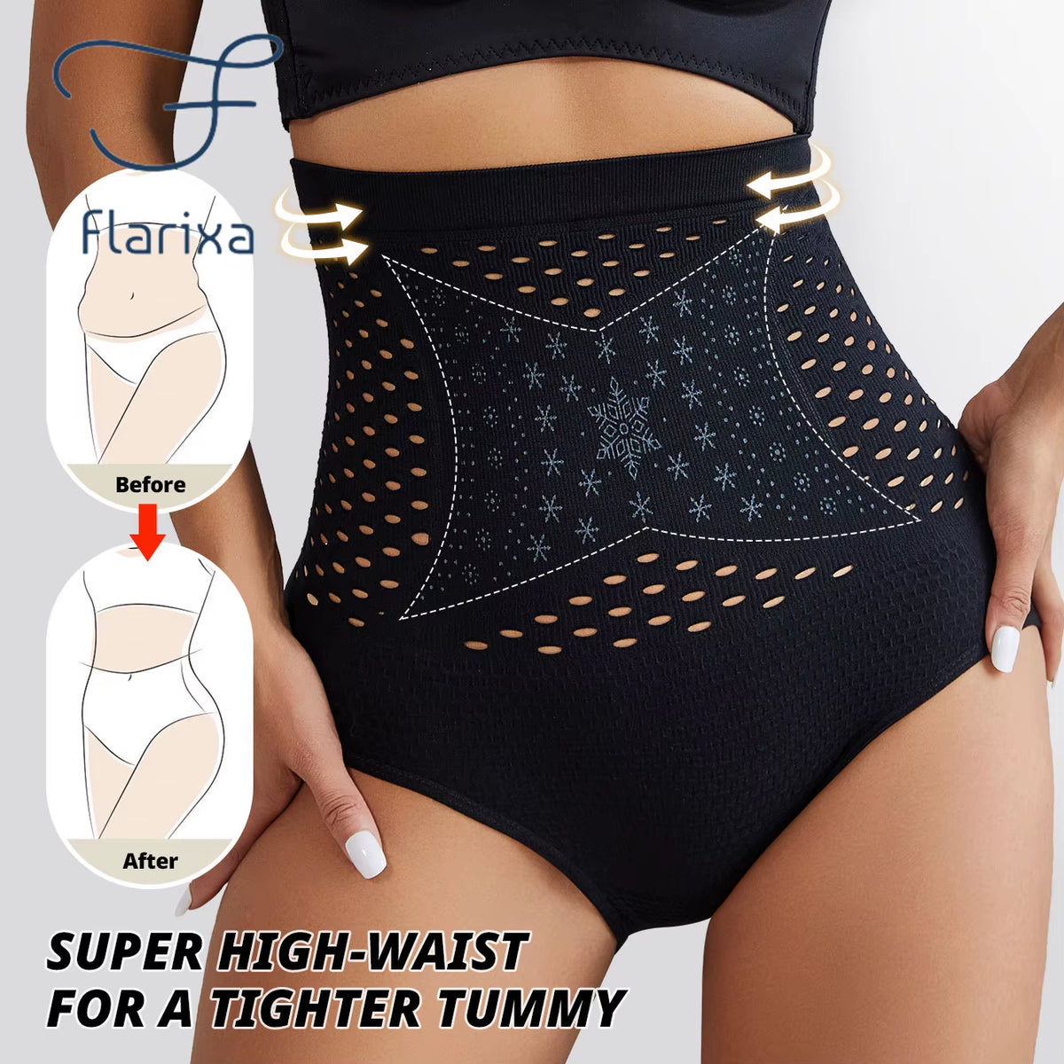 Women Hollow Out Briefs Seamless Panties with High Waist Tummy Control Belly Shaper Postpartum Body Shaping Underwear