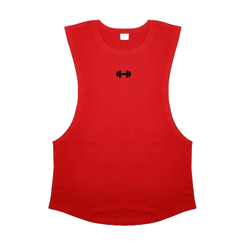 Men's Cotton Breathable Gym Training Vests with Side Slits - Sleeveless Muscle Workout Tank Tops