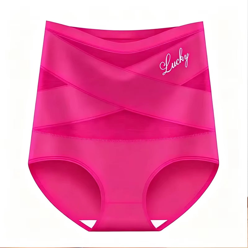 Women'S Panties High Waisted Breathable Mesh Cross Tummy Cinching Ice Silk No Trace Triangle Panties Tummy Tuck Shape Underwear
